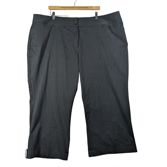 Lane Bryant Women Pants 26 Straight Leg Career Dress Black Pinstripe - Picture 1 of 10